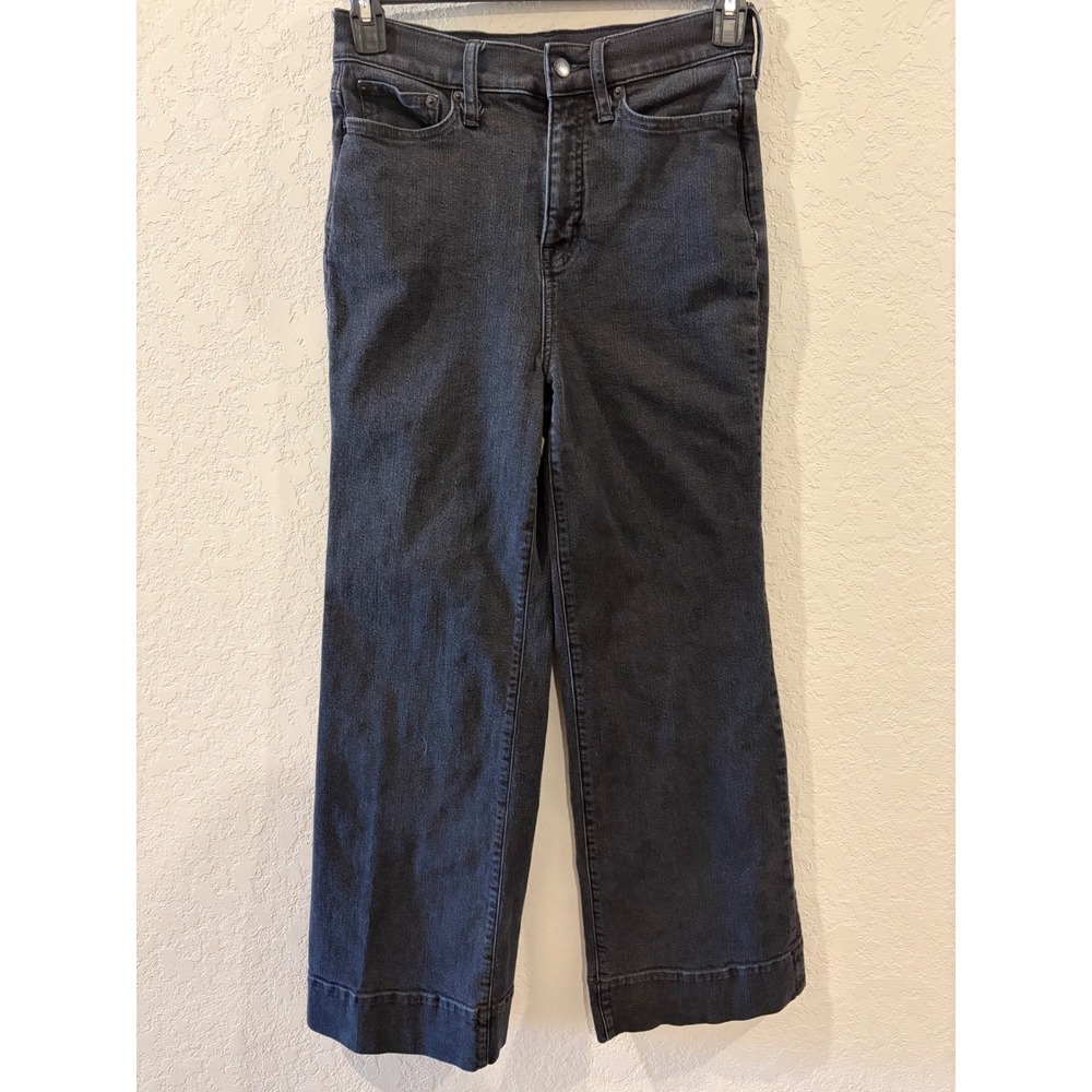 J.Crew 96 Denim Trouser High Rise Wide Leg Jeans Black Size 25 RE-96-BLK